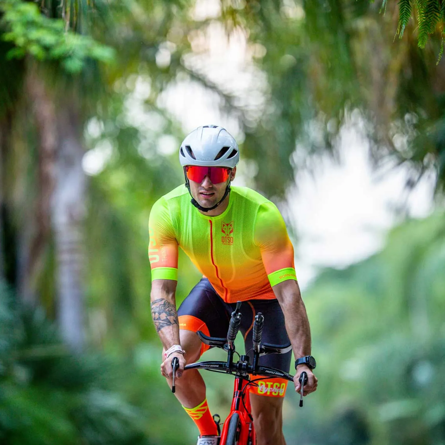 Online OTSO Culotte de ciclismo hombre - Fluo Orange (Outlet)