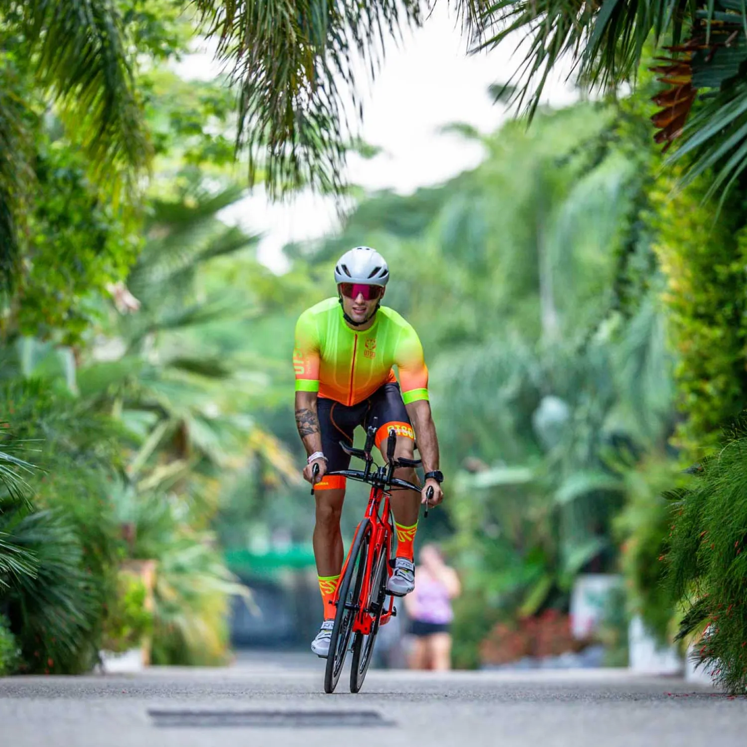 Online OTSO Culotte de ciclismo hombre - Fluo Orange (Outlet)