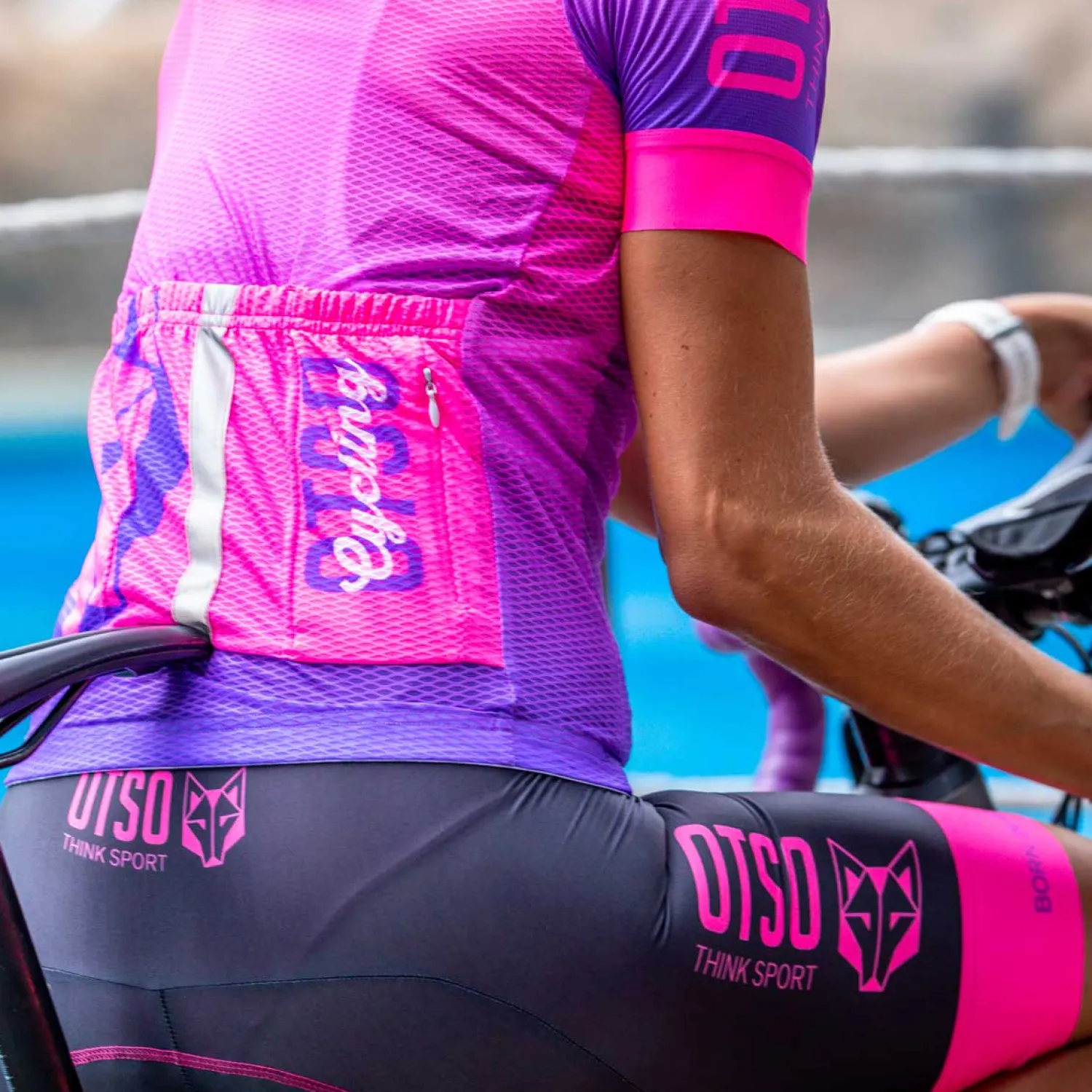 Sale OTSO Culotte de ciclismo mujer - Fluo Pink (Outlet)
