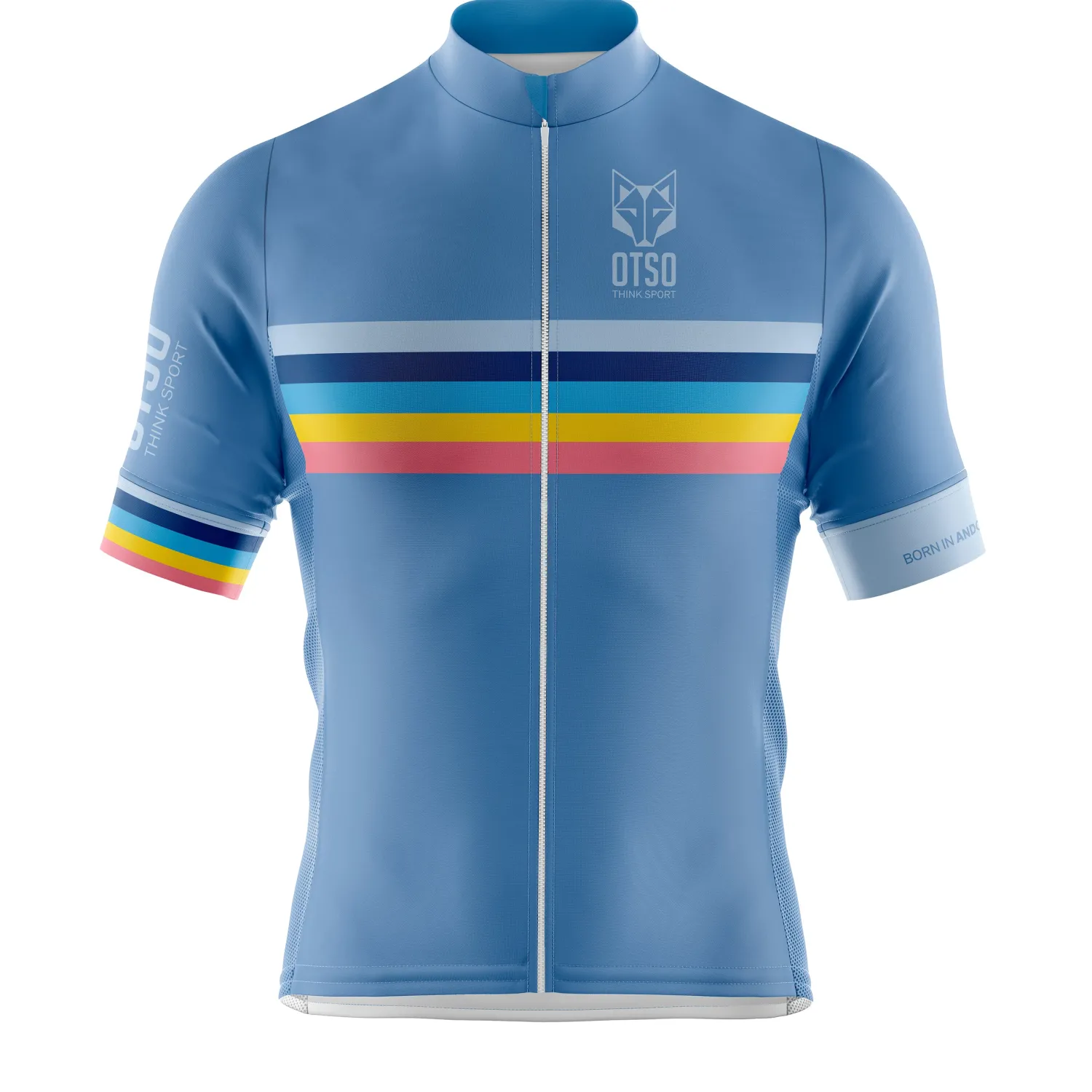 Hot OTSO MEN'S SHORT SLEEVE CYCLING JERSEY STRIPES STEEL BLUE -
