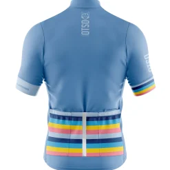 Hot OTSO MEN'S SHORT SLEEVE CYCLING JERSEY STRIPES STEEL BLUE -