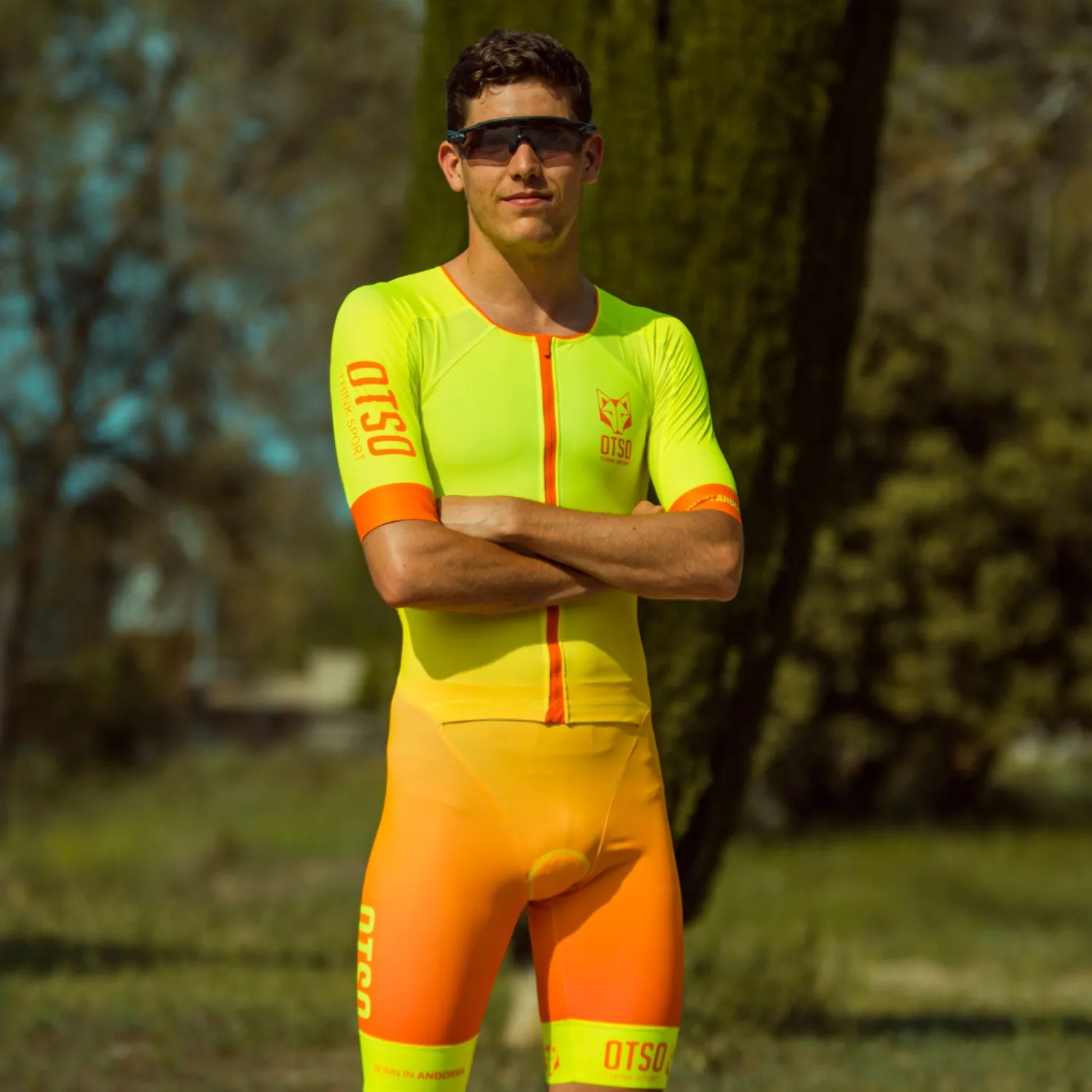 Discount OTSO Mono de triatlón hombre - Fluo Yellow & Fluo Orange (Outlet)
