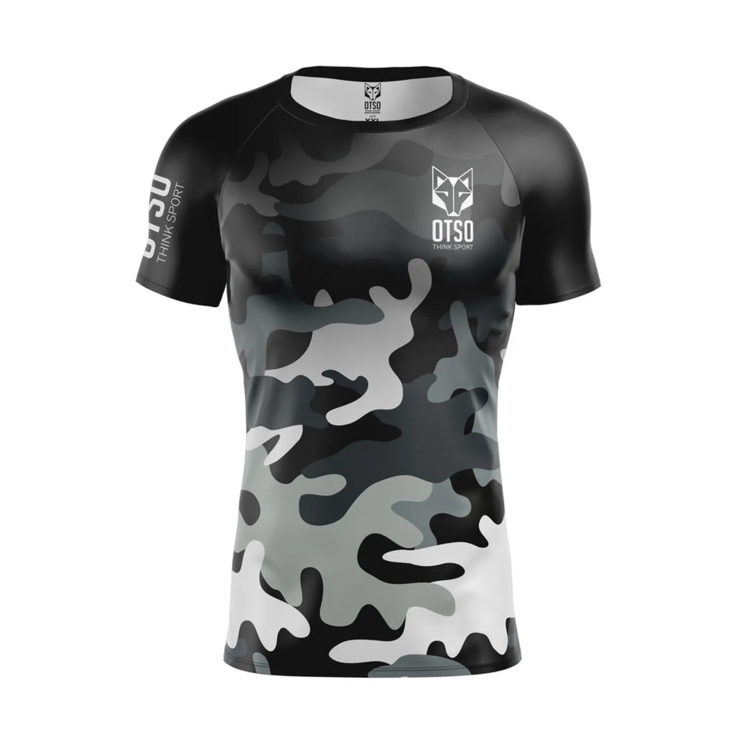 Fashion OTSO Camiseta Técnica Running Hombre Manga Corta - Grey Camo