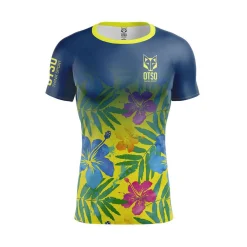 Outlet OTSO Camiseta Técnica Running Hombre Manga Corta - Floral Blue