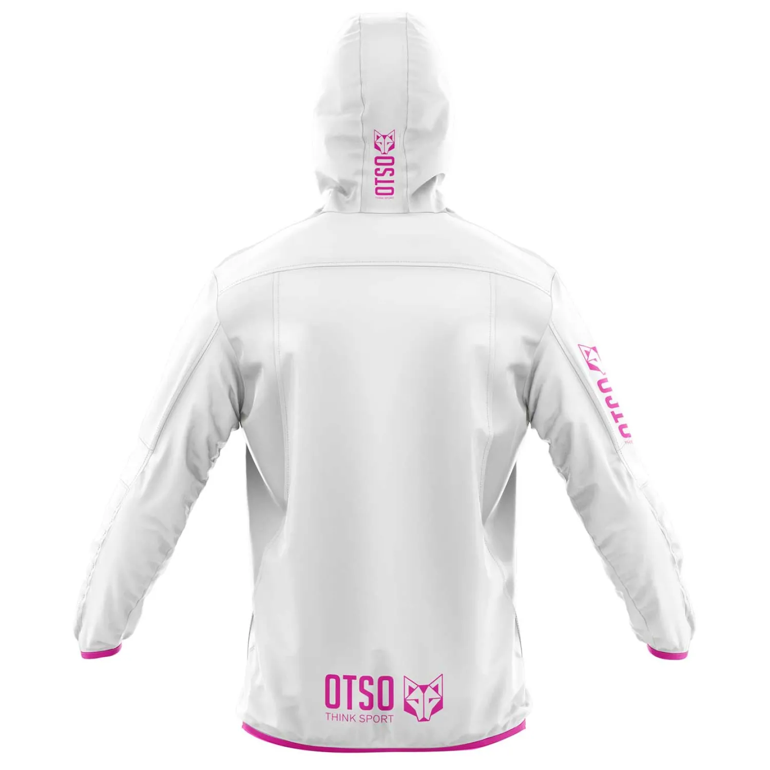 Store OTSO Waterproof Jacket - White & Fluo Pink