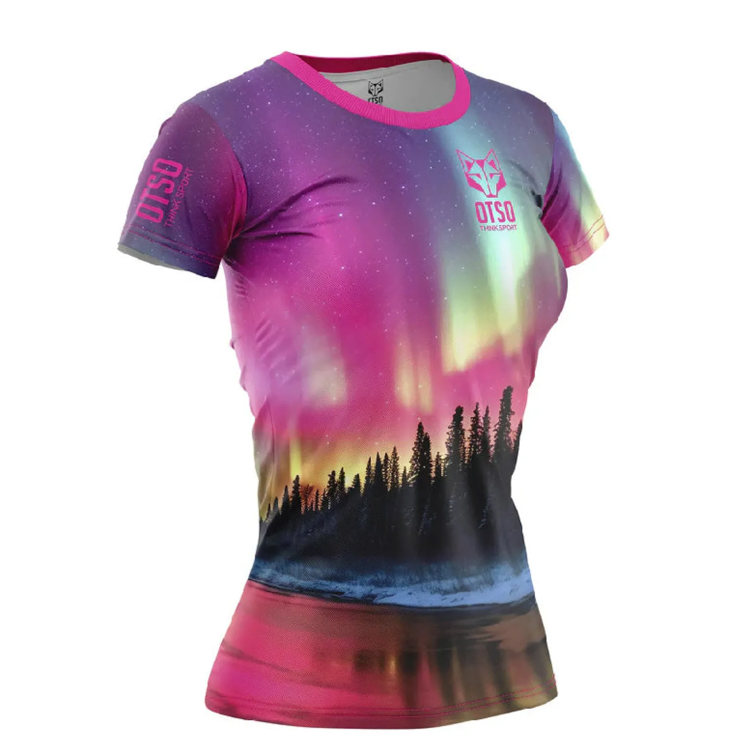 Shop OTSO Women's Short Sleeve Shirt Auroras Boreales -
